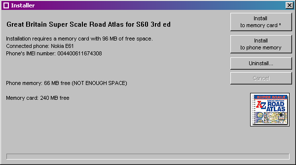 Installer showing free space